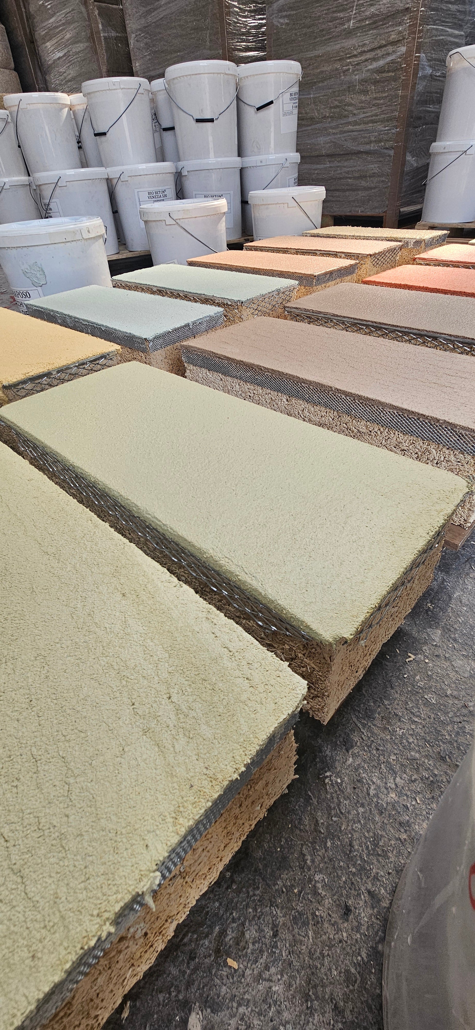 Coloured Hemp Lime Plaster Samples in GráHemp Showroom 