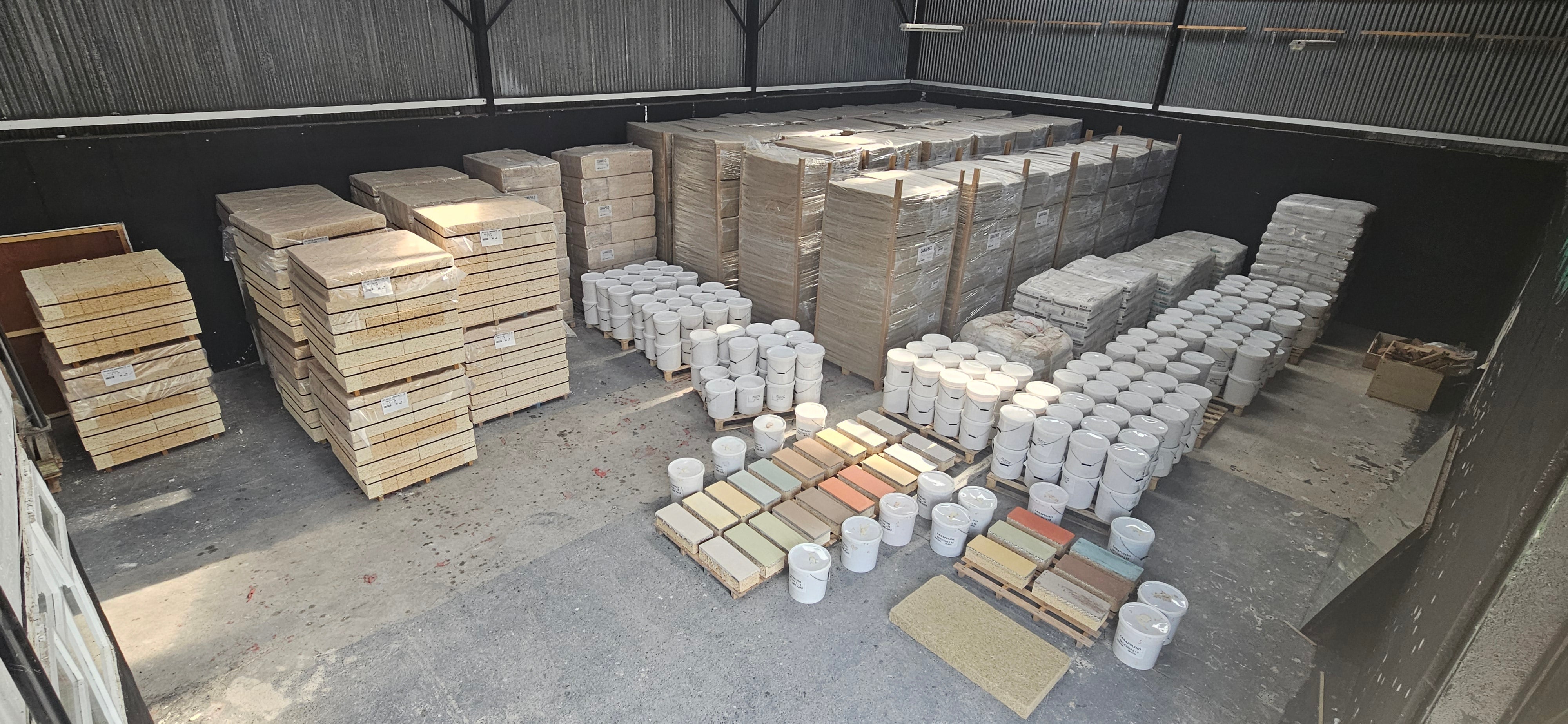 Hemp Building Products and Materials like Hemp Blocks, Hemp Wool Insulation, Hemp Plaster in the  GraHemp warehouse 